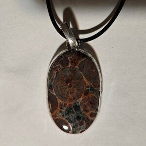 COPY - Peanut obsidian gemstone pendant, silver plate, artisan, unisex